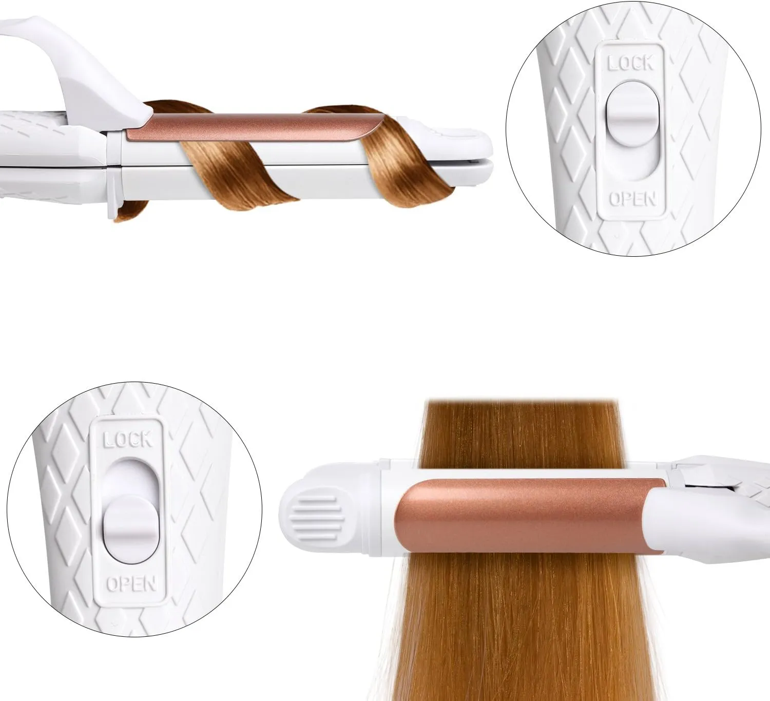 Dual Voltage Curling Iron, 2 in 1 Travel Curling Iron, 1 inch Hair Curler, European Travel for Women (White)