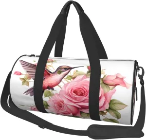 Duffel Bag for Gym Travel Storage Luggage Bag Flower Floral Hummingbird Sport Duffle Bag With Zipper Weekender Bag