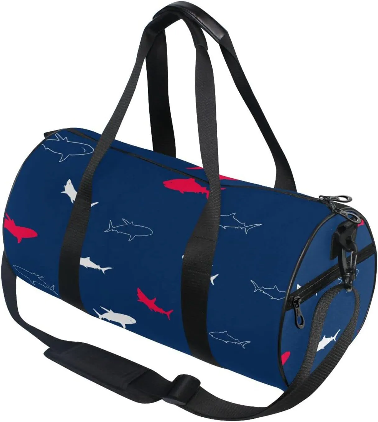 Duffel Bags Shark Gym Bag Round Sports Bag Canvas Travel Luggage Overnight Bags for Men Women