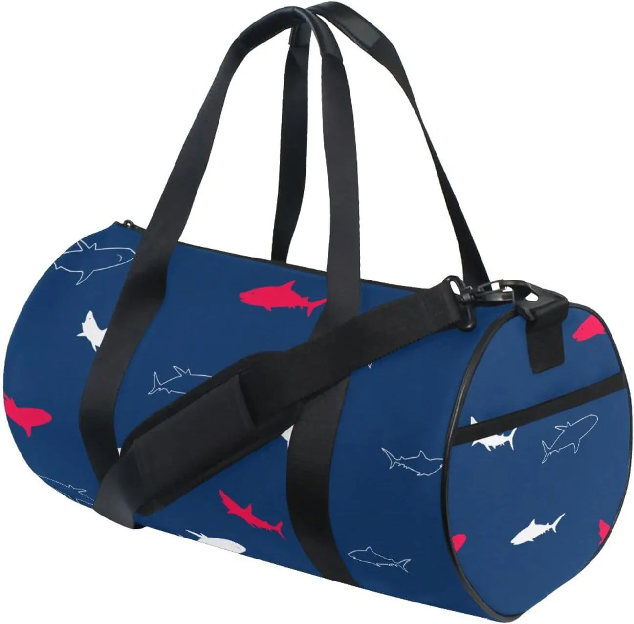 Duffel Bags Shark Gym Bag Round Sports Bag Canvas Travel Luggage Overnight Bags for Men Women