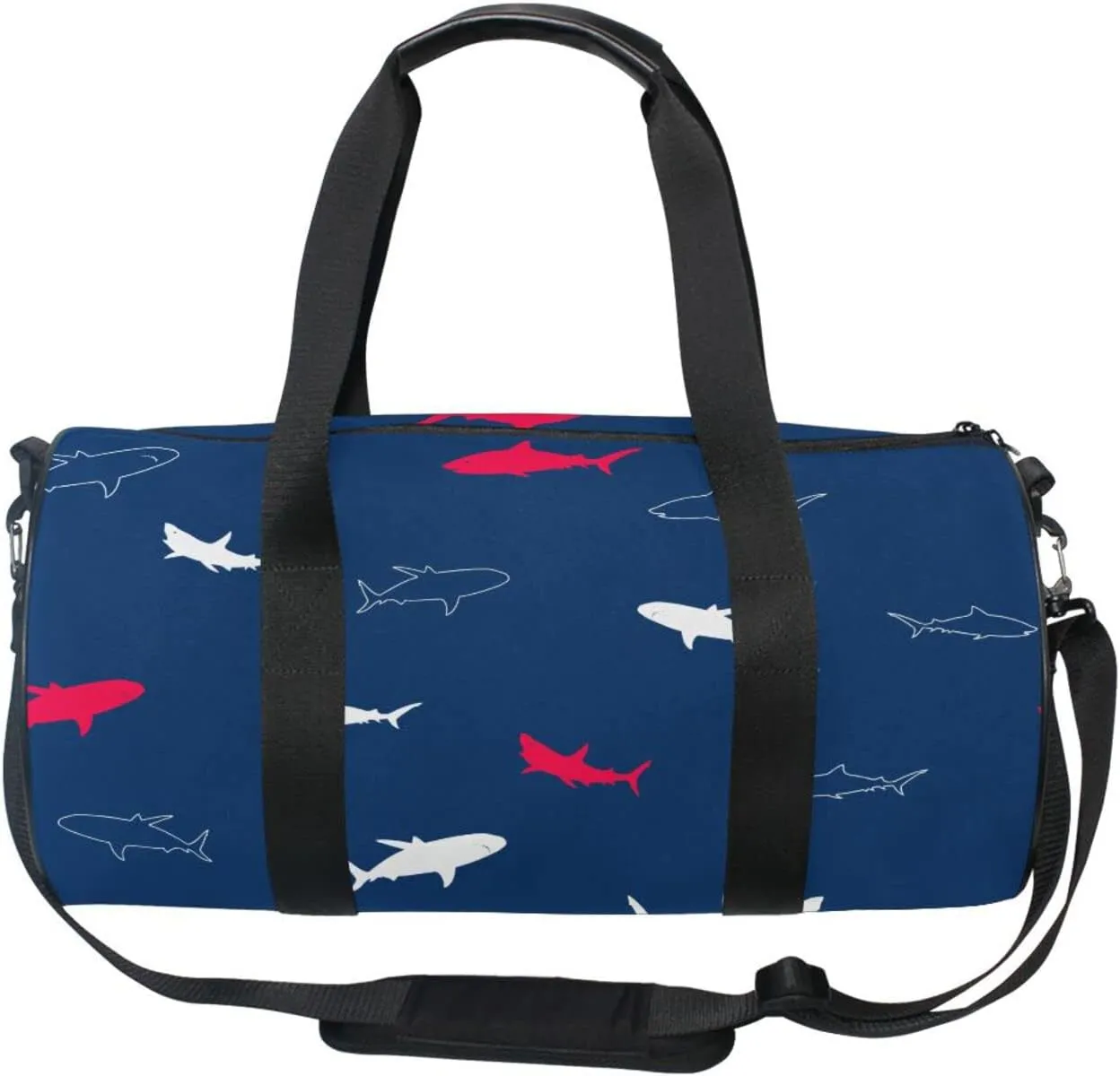 Duffel Bags Shark Gym Bag Round Sports Bag Canvas Travel Luggage Overnight Bags for Men Women
