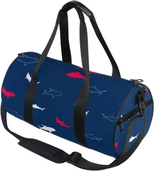 Duffel Bags Shark Gym Bag Round Sports Bag Canvas Travel Luggage Overnight Bags for Men Women
