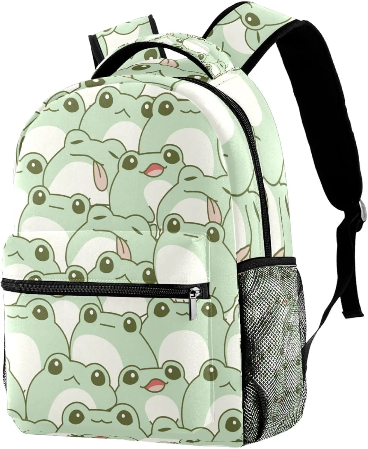 Durable Backpack for Middle Student, Cute Frog Seamless Pattern Adult Laptop Bookbag Travel Work Bag