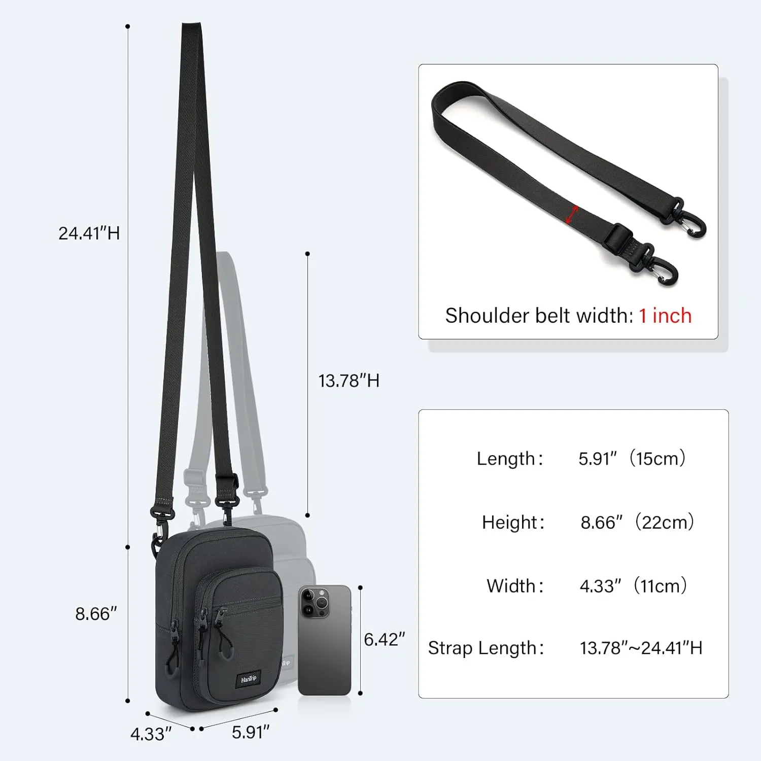 Durable Crossbody Bag for Men and Women Adjustable Shoulder Sling Bag with Multiple Zipper Pockets Unisex Daypack
