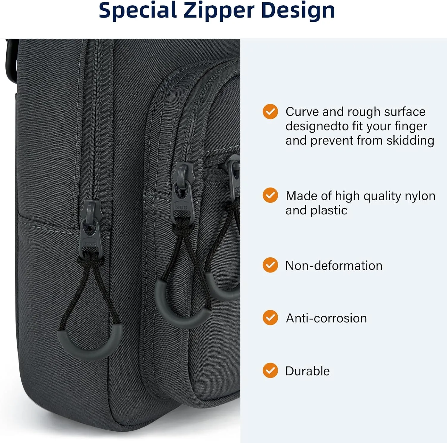Durable Crossbody Bag for Men and Women Adjustable Shoulder Sling Bag with Multiple Zipper Pockets Unisex Daypack