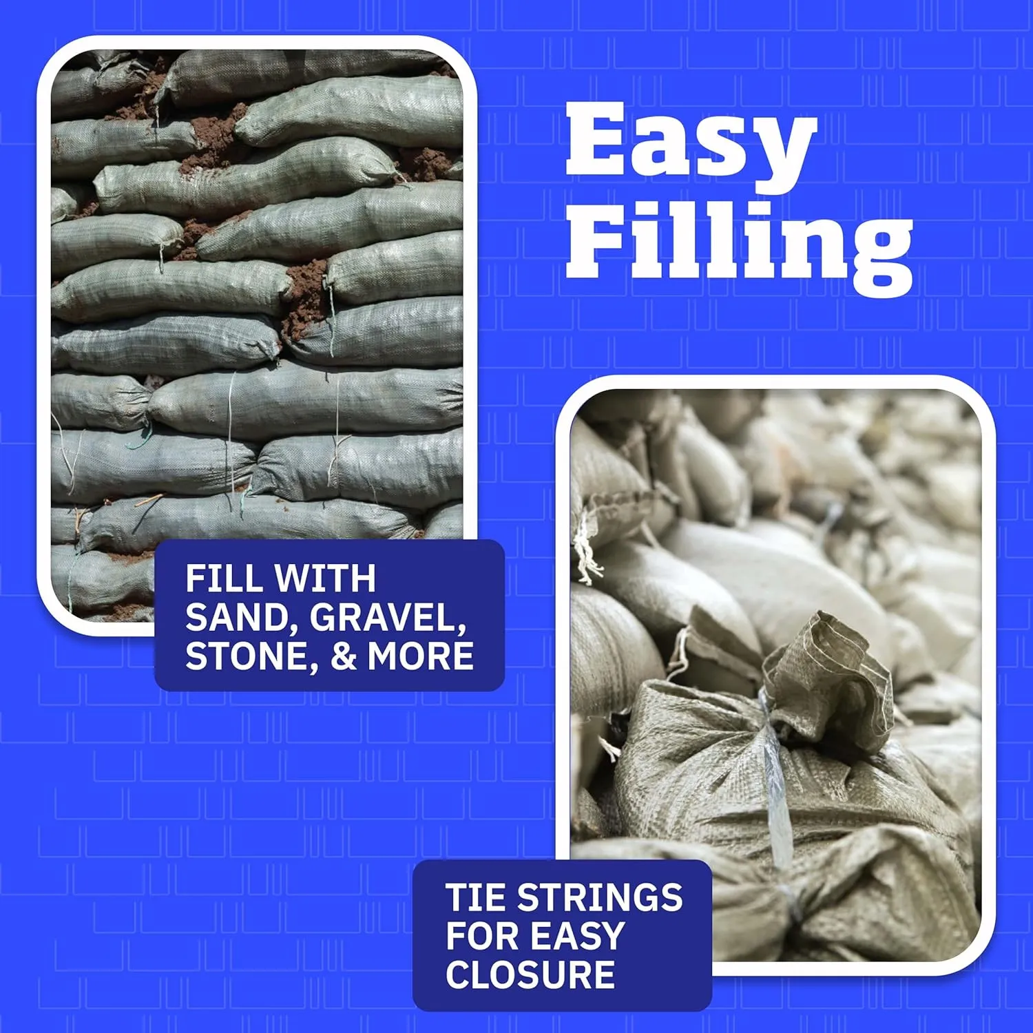 DURASACK Heavy Duty Sand Bags with Tie Strings Empty Woven Polypropylene Sand-Bags for Flood Control with 1600 Hours of UV Protection, 50 lbs Capacity, 14x26 inches, Green, Pack of 20