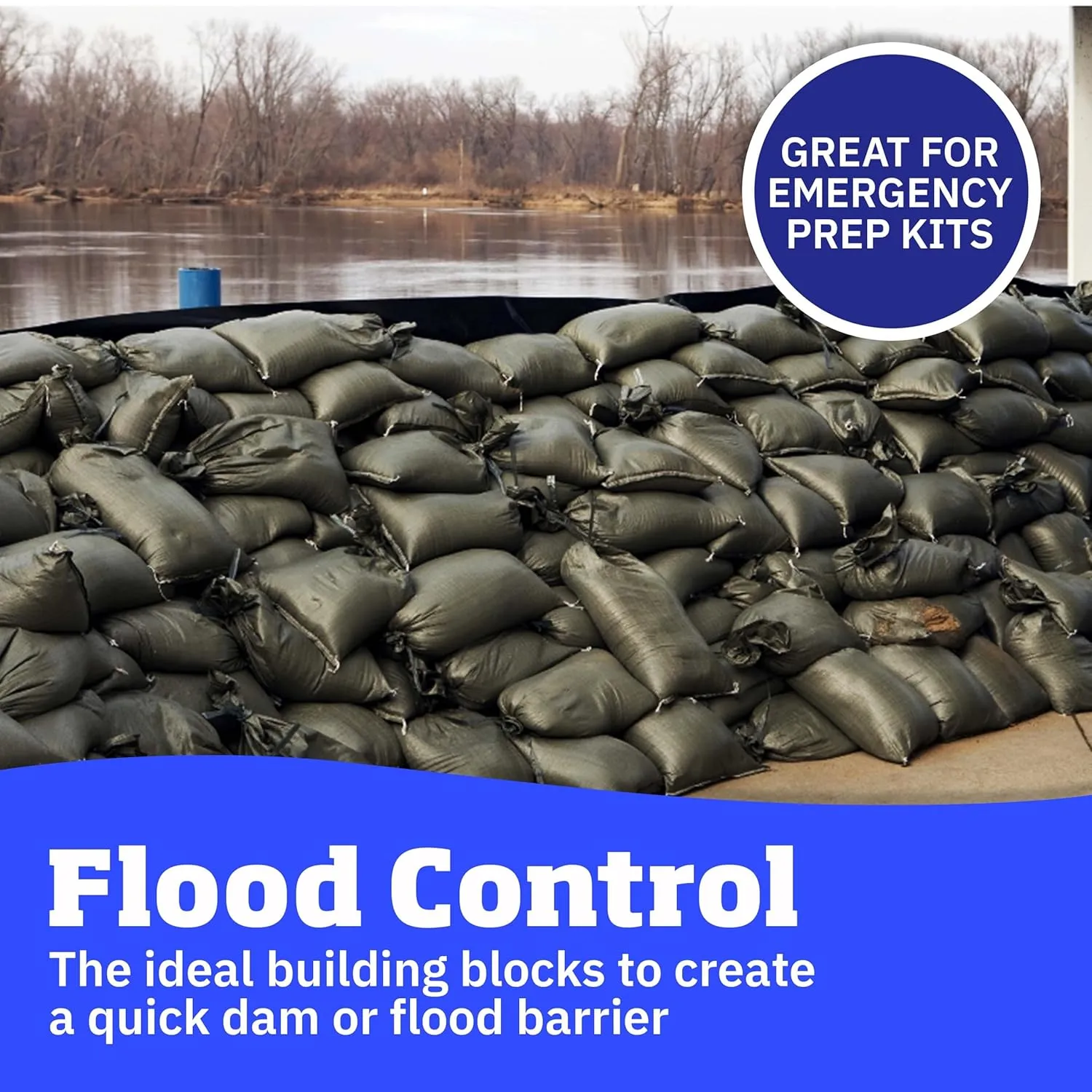 DURASACK Heavy Duty Sand Bags with Tie Strings Empty Woven Polypropylene Sand-Bags for Flood Control with 1600 Hours of UV Protection, 50 lbs Capacity, 14x26 inches, Green, Pack of 20