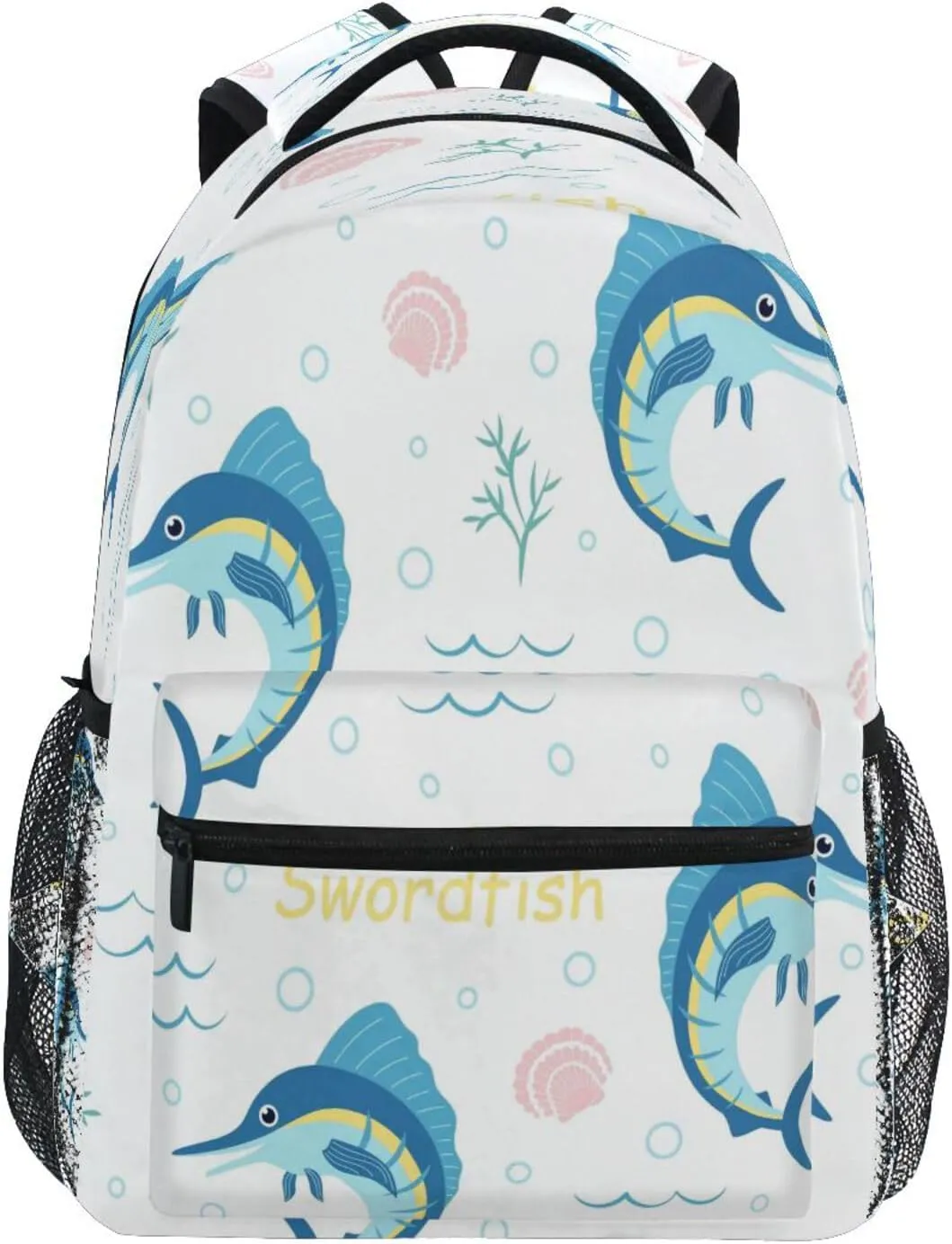 Dussdil Swordfish Seaweed Shell Kid's Backpack Boys Girls Backpacks 16 inch Casual Daypack Back Pack Bag with Adjustable Shoulder Strap Zipper Travel Bags