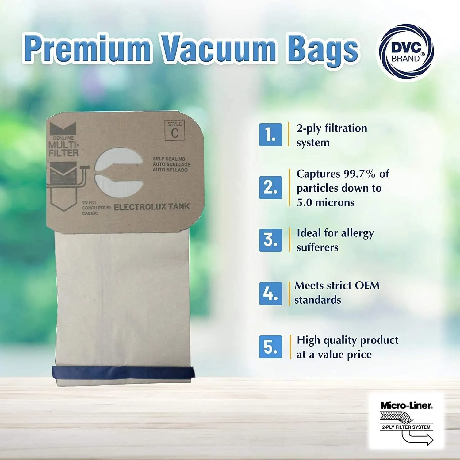 DVC Micro-Lined Paper Replacement Bags for Elextrolux Style C Canister Models - 24 Bags
