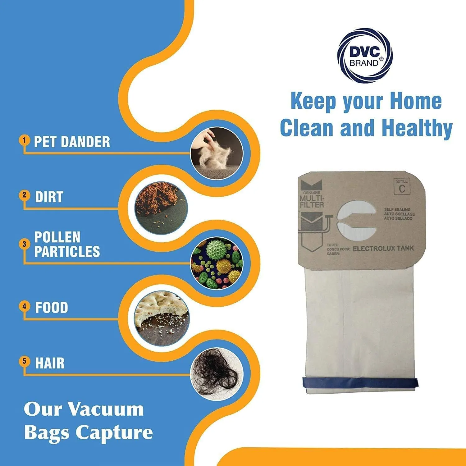 DVC Micro-Lined Paper Replacement Bags for Elextrolux Style C Canister Models - 24 Bags