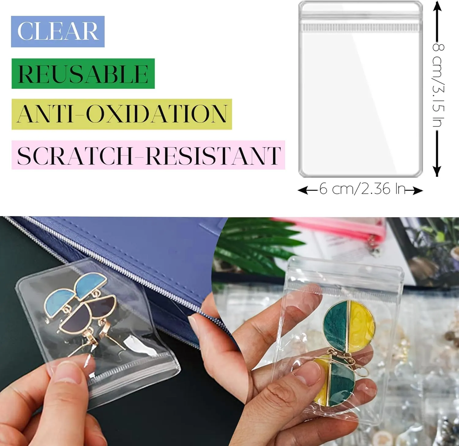 Earring Organizer Case Travel Jewelry Organizer Transparent Jewelry Storage Book for Necklace Bracelet Ring Holder with Small Clear Zippered Pouch
