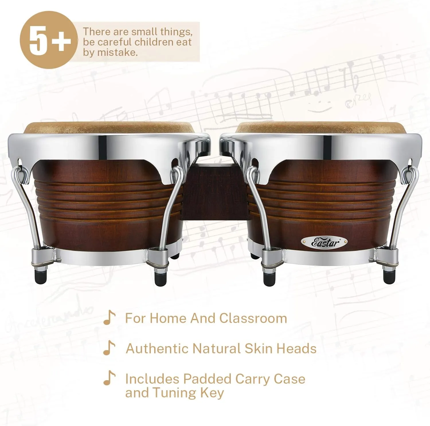 Eastar Bongo Drums 7'' and 8'' for Professional Special Antique Finish, EBO-21