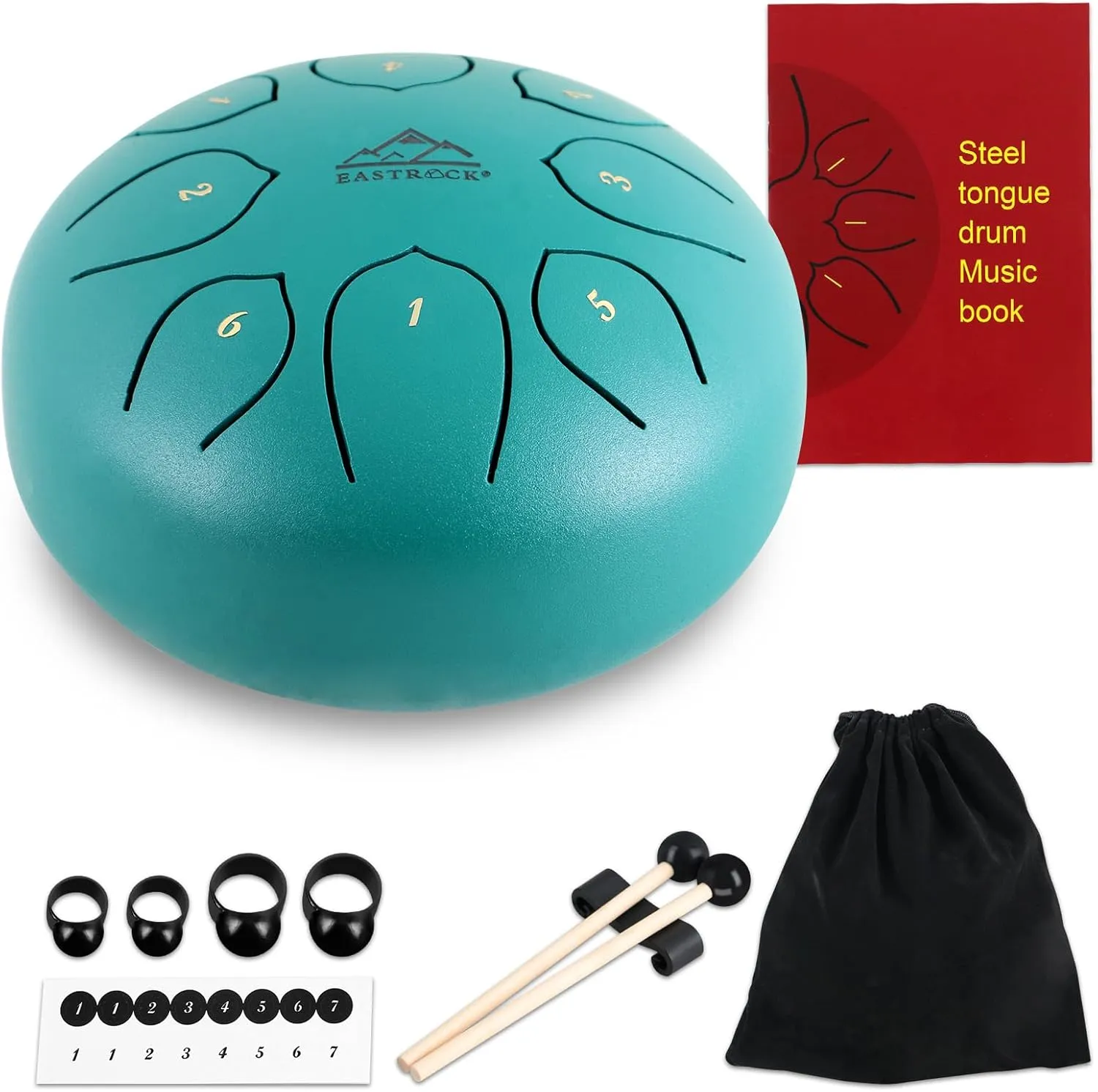 EASTROCK Steel Tongue Drum for Kids 6 Inches 8 Notes Steel Drum Tongue Drum Handpan Drum C Key with Travel Bag,Meditation Entertainment Yoga,Mallets,and Music Book (Green)