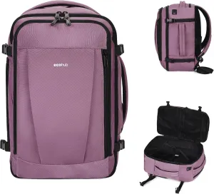 ECOHUB Travel Backpack 18x14x8 Spirit Airlines Personal Item Bag Carry On Backpack 13 Pockets Large Work Casual Daypack for men Airline Approved Waterproof Gym Backpacks with Charging Port, Pink