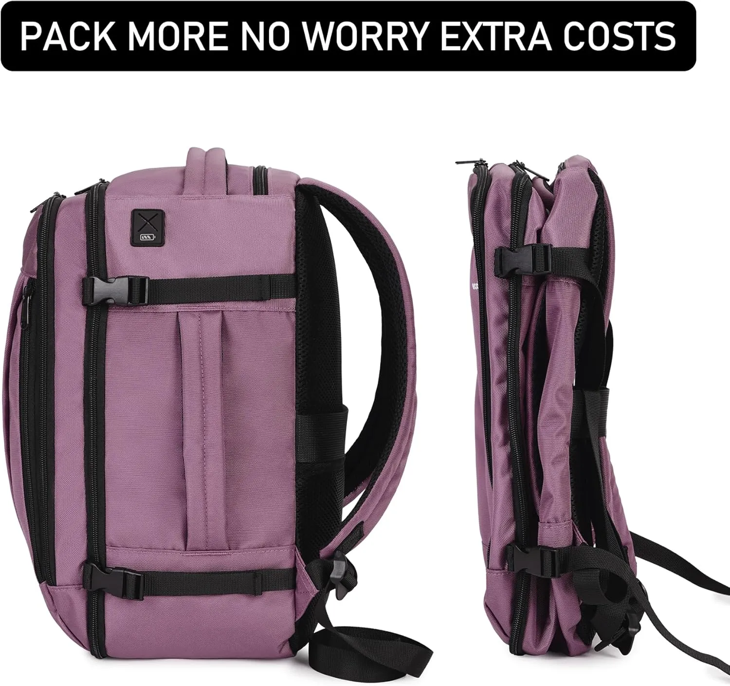 ECOHUB Travel Backpack 18x14x8 Spirit Airlines Personal Item Bag Carry On Backpack 13 Pockets Large Work Casual Daypack for men Airline Approved Waterproof Gym Backpacks with Charging Port, Pink