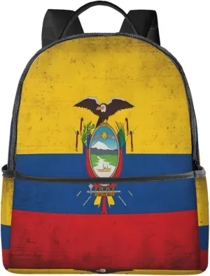 Ecuador Ecuadorian Flag Casual Backpacks Laptop Backpack Carry-on Daypack Sports Travel Rucksack Lightweight Working Bag for Outdoor Hiking Cycling Walking