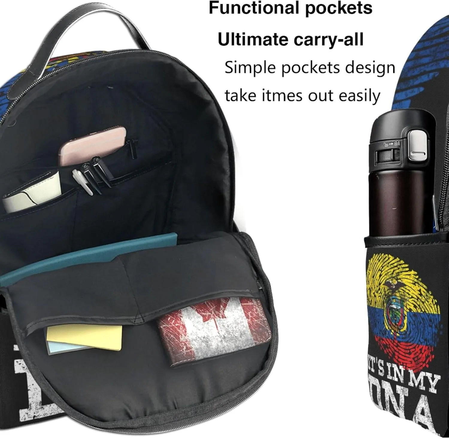 Ecuadorian Hispanic Ecuador Flag Casual Backpacks Laptop Backpack Carry-on Daypack Sports Travel Rucksack Lightweight Working Bag for Outdoor Hiking Cycling Walking