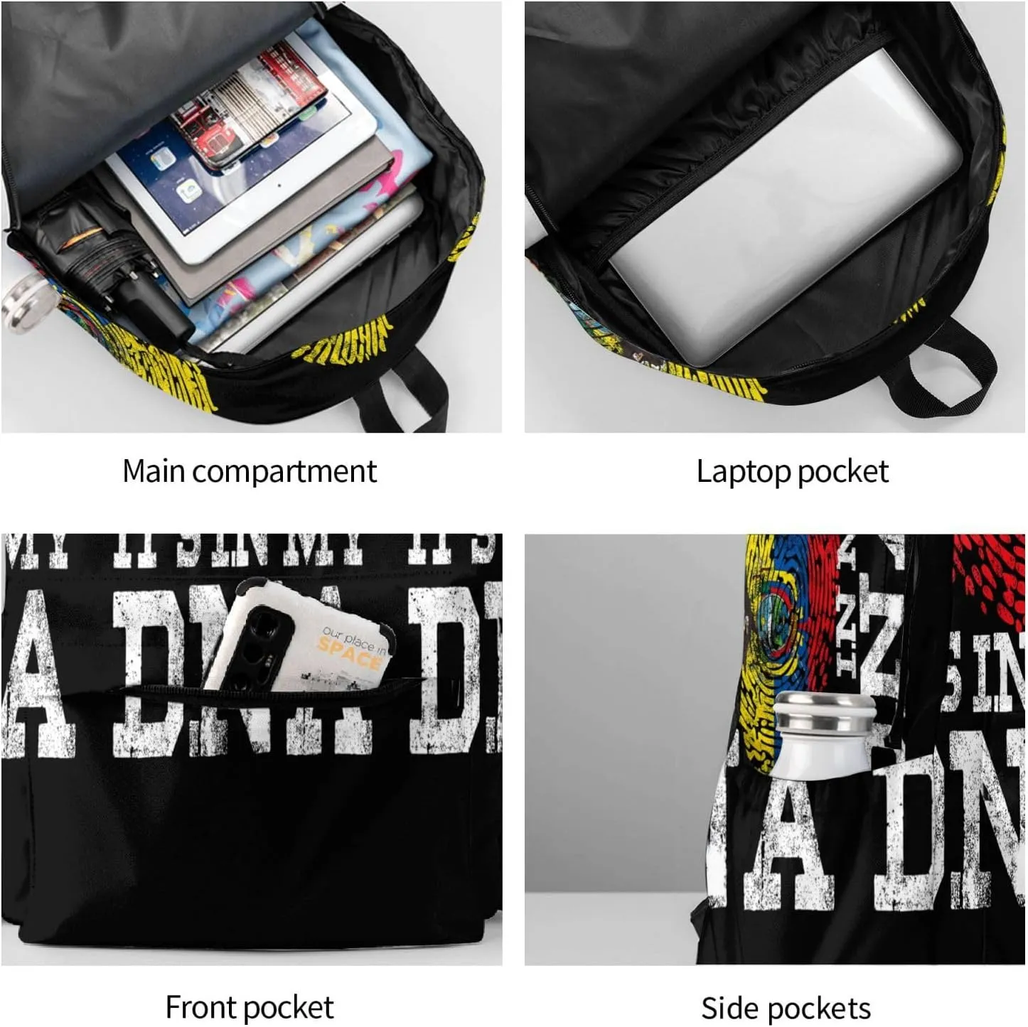 Ecuadorian Hispanic Ecuador Flag Large Travel Backpack Casual Backpacks Laptop Daypack Working Rucksack Lightweight Back Pack Sports Bag with Adjustable Shoulder Strap