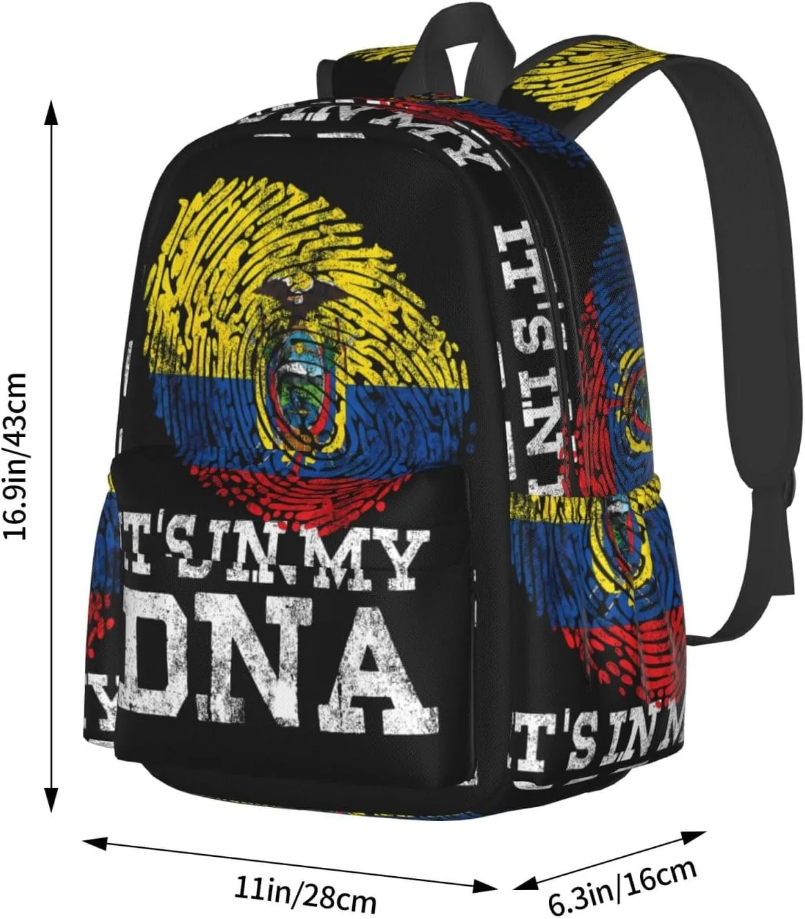 Ecuadorian Hispanic Ecuador Flag Large Travel Backpack Casual Backpacks Laptop Daypack Working Rucksack Lightweight Back Pack Sports Bag with Adjustable Shoulder Strap