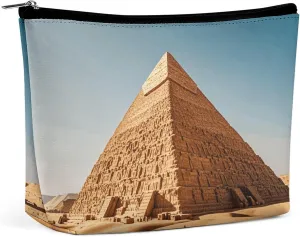 Egyptian Pyramid in Desert Makeup Bag Travel Toiletry Bag for Women Waterproof Cosmetic Bags Small Zipper Pouch Portable Travel Bags for Toiletries Cute Cosmetic Pouch Make Up Organizer