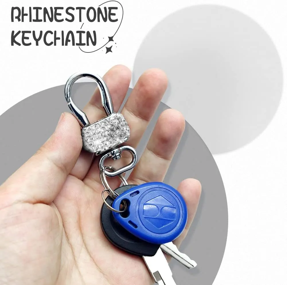 eing Car Key Case Leather Auto Smart Keychain Holder Metal Hook and Keyring Zipper Bag for Remote Key Fob, Bling Key Ring with Pouch Bag,Handbag Charms Purse Keychain for Women - (5Pack,Silver)