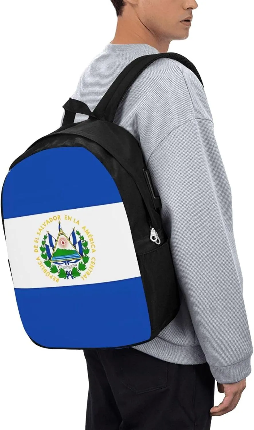 El Salvador Flag Laptop Backpacks Travel Backpack Casual Business Daypack Sport Rucksack Computer Bag Fits up to 17 Inch Notebook with USB Port