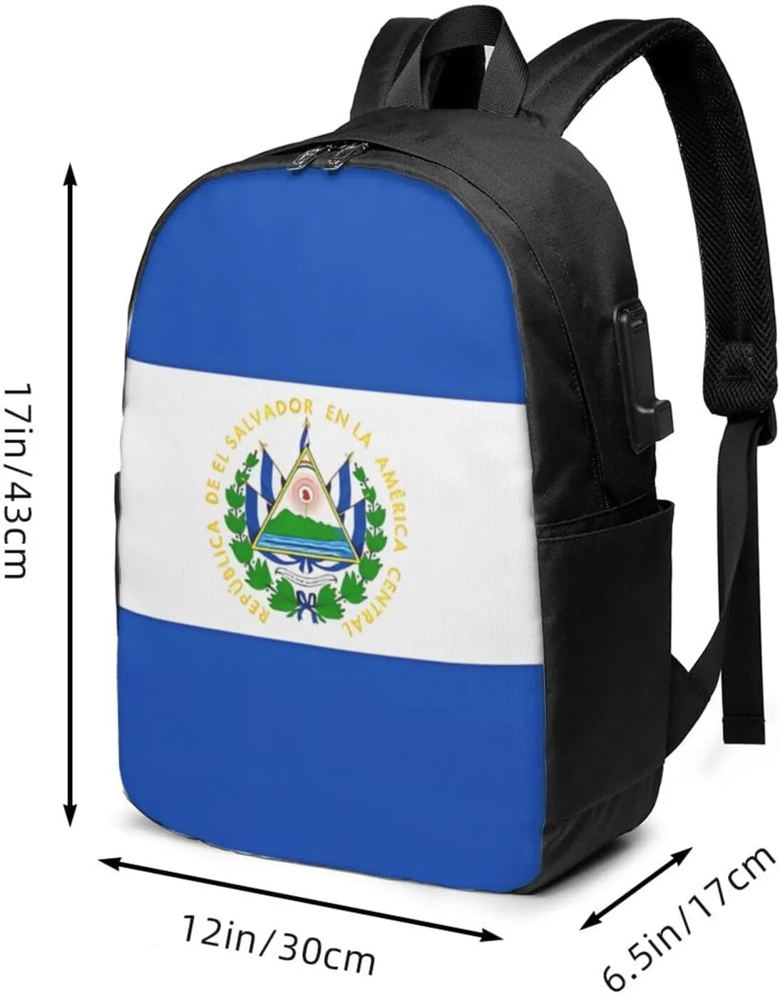 El Salvador Flag Laptop Backpacks Travel Backpack Casual Business Daypack Sport Rucksack Computer Bag Fits up to 17 Inch Notebook with USB Port