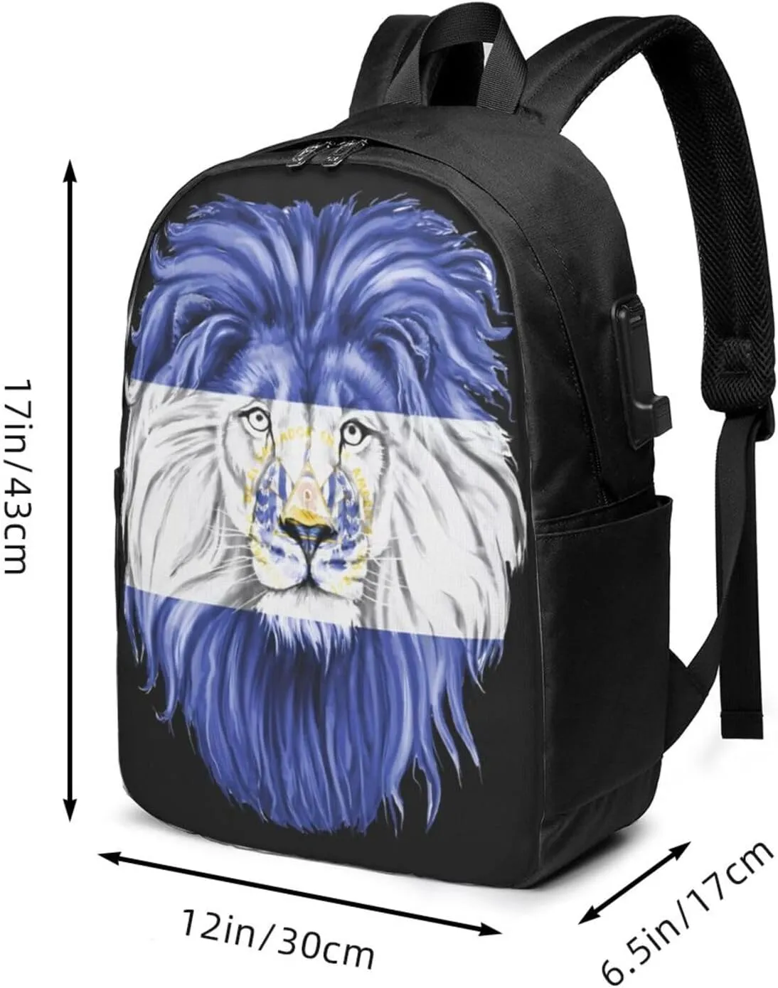 El Salvador Flag Salvadoran Lion Laptop Backpacks Travel Backpack Casual Business Daypack Sport Rucksack Computer Bag Fits up to 17 Inch Notebook with USB Port