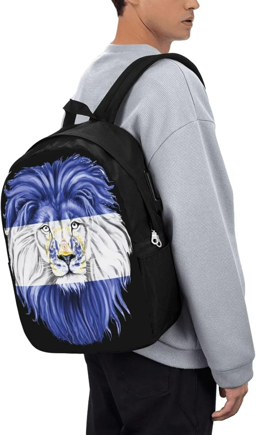 El Salvador Flag Salvadoran Lion Laptop Backpacks Travel Backpack Casual Business Daypack Sport Rucksack Computer Bag Fits up to 17 Inch Notebook with USB Port