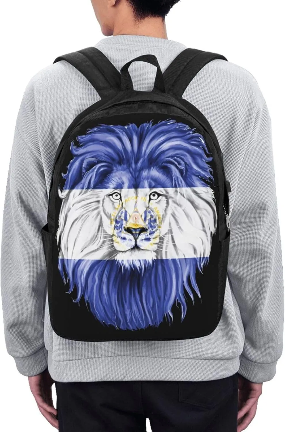 El Salvador Flag Salvadoran Lion Laptop Backpacks Travel Backpack Casual Business Daypack Sport Rucksack Computer Bag Fits up to 17 Inch Notebook with USB Port