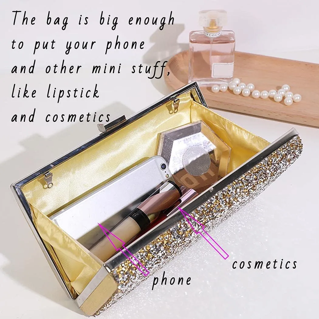 ELABEST Glitter Evening Clutch Bag Double Sided Diamond Bag Crossbody Purse Wedding Party Bag for Women