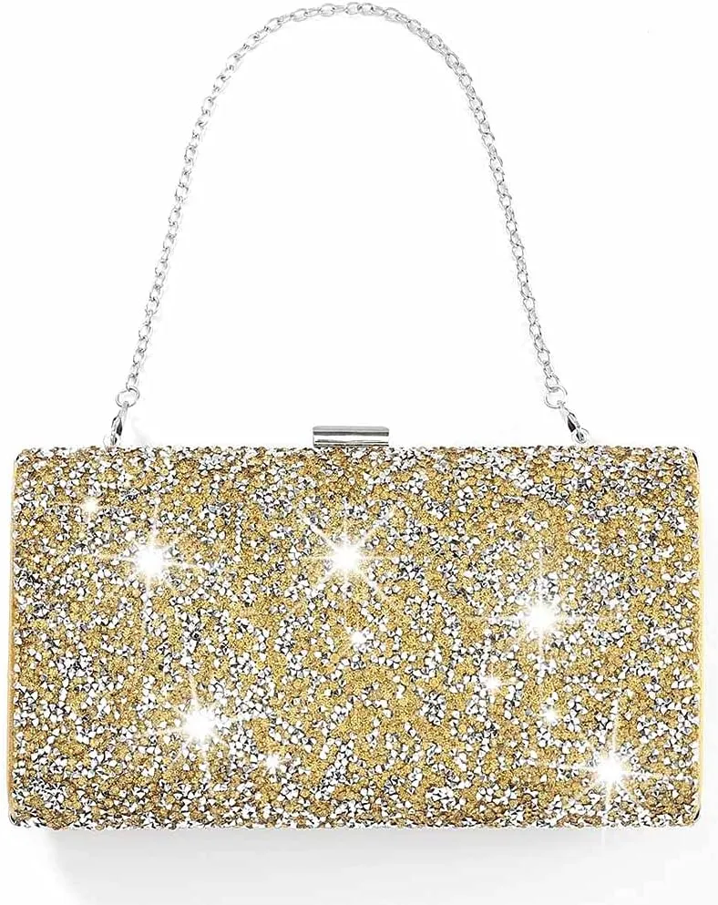 ELABEST Glitter Evening Clutch Bag Double Sided Diamond Bag Crossbody Purse Wedding Party Bag for Women