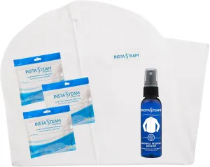 Electricity-Free Portable Travel Steamer For Clothes, 3 Wrinkle Release Pods, Wrinkle Release Spray & Garment Bag, Mini Steam Pod, Eco-Friendly Garment steamer, TSA Approved Cruise Essentials