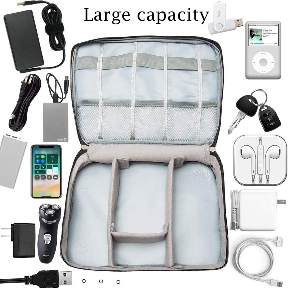Electronic Accessories Case Bag, Waterproof Universal Electronic Accessories Organizer Power Bank, Charging Cords, Chargers, Mouse, USB Cable, Earphones More Out-Going,Business Travel Gadget Bag,Black