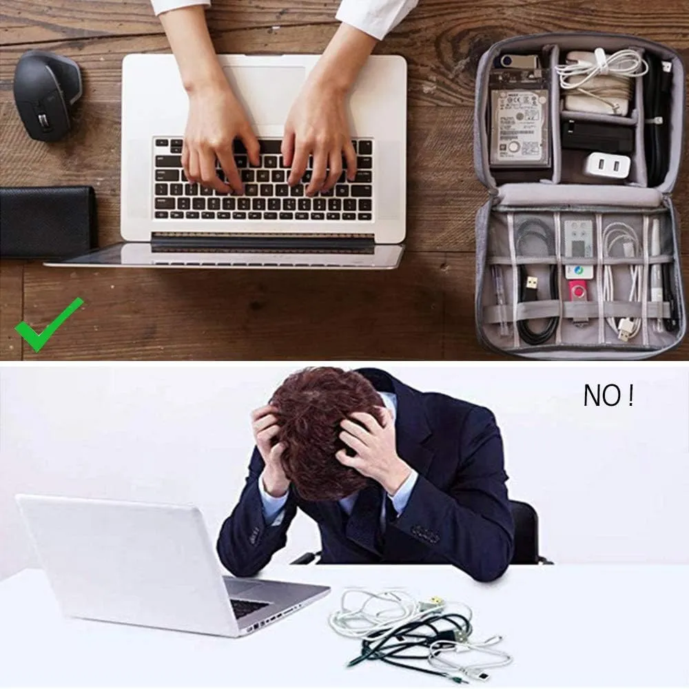 Electronic Accessories Case Bag, Waterproof Universal Electronic Accessories Organizer Power Bank, Charging Cords, Chargers, Mouse, USB Cable, Earphones More Out-Going,Business Travel Gadget Bag,Black