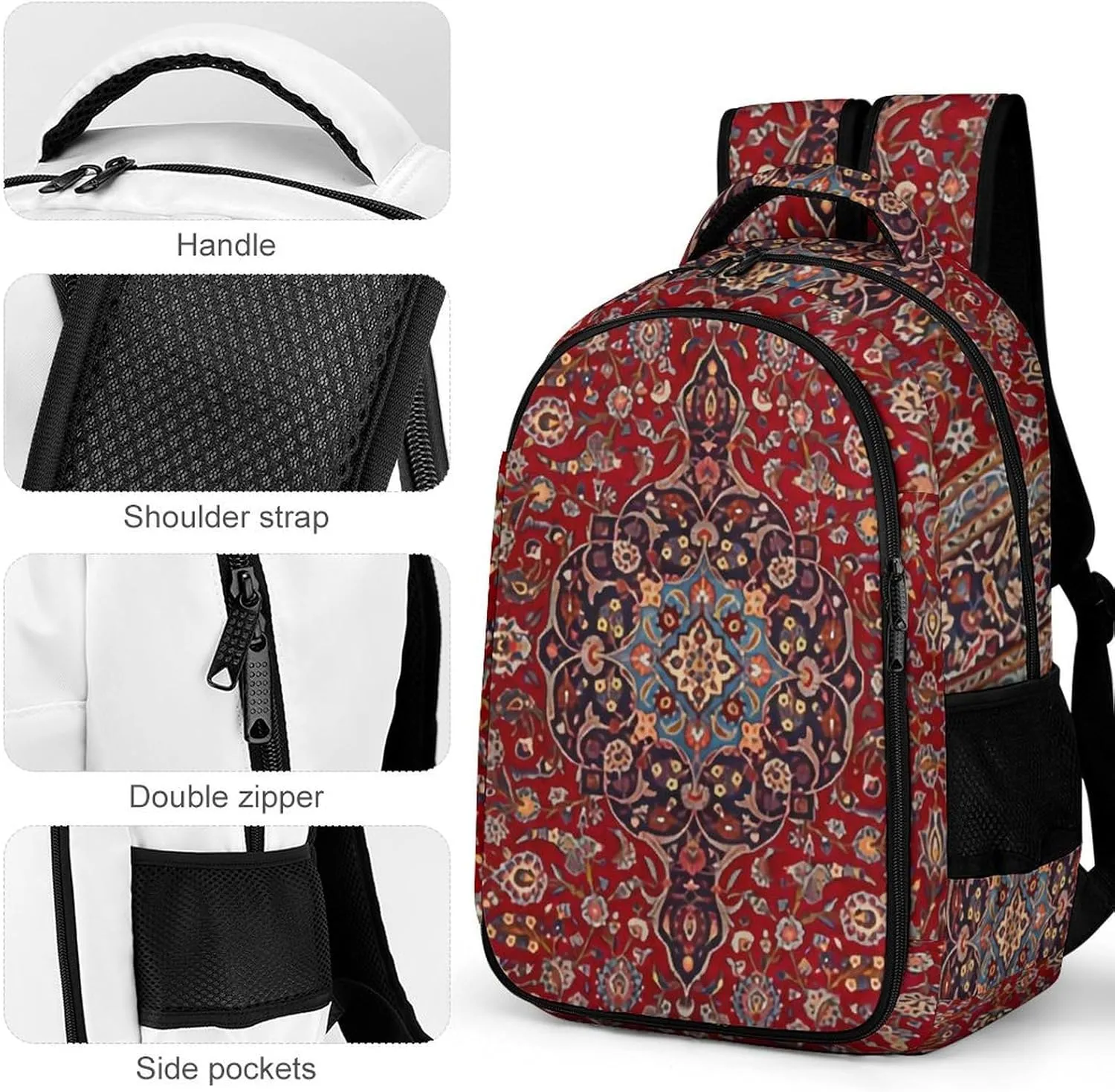 Elegant Retro Modern Vintage Persian Large Capacity, Lightweight, And Stylish Pocket Double Backpack