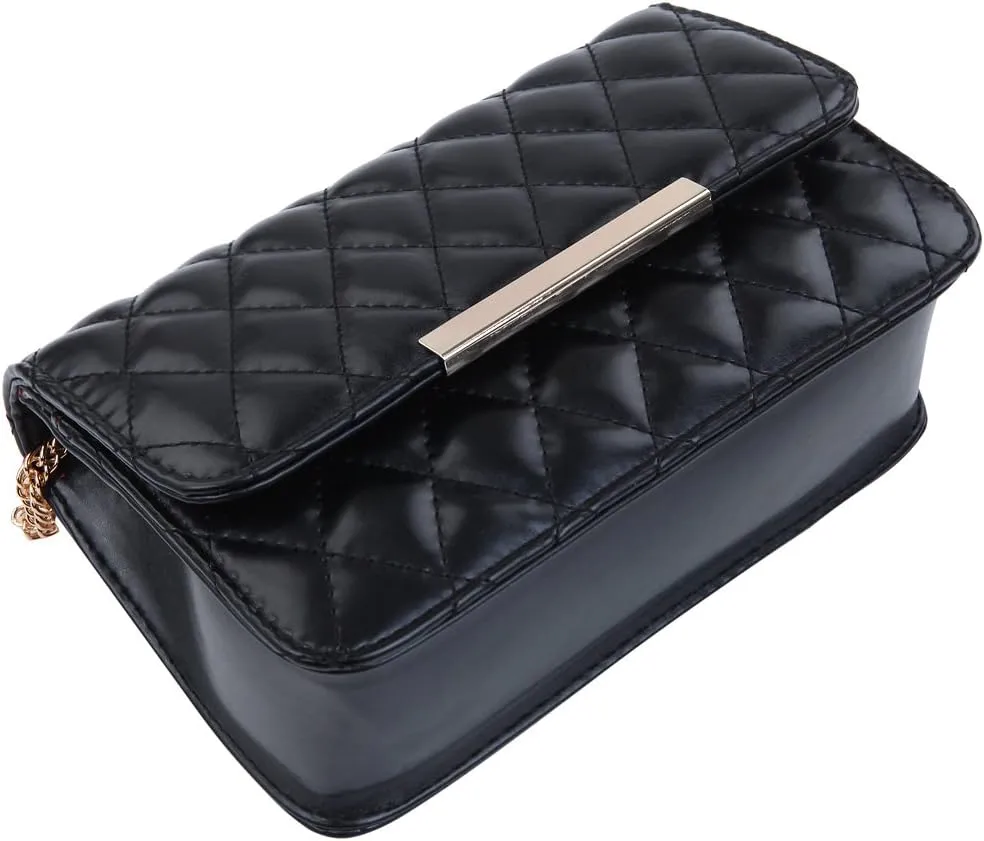 Elegant Smooth PU Leather Quilted Clutch Handbag Crossbody Shoulder Bag - Diff Colors