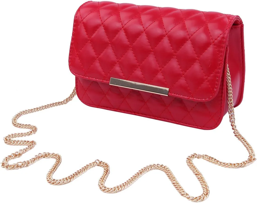 Elegant Smooth PU Leather Quilted Clutch Handbag Crossbody Shoulder Bag - Diff Colors