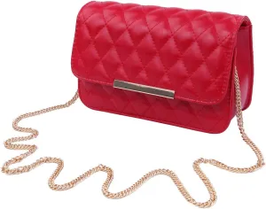 Elegant Smooth PU Leather Quilted Clutch Handbag Crossbody Shoulder Bag - Diff Colors