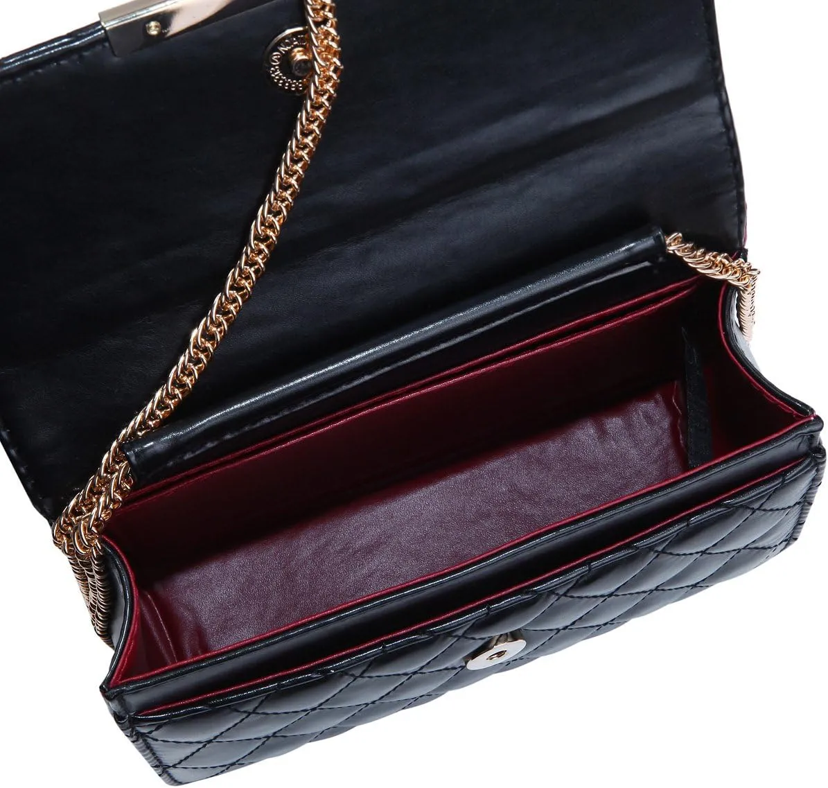 Elegant Smooth PU Leather Quilted Clutch Handbag Crossbody Shoulder Bag - Diff Colors