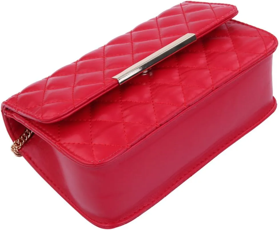 Elegant Smooth PU Leather Quilted Clutch Handbag Crossbody Shoulder Bag - Diff Colors
