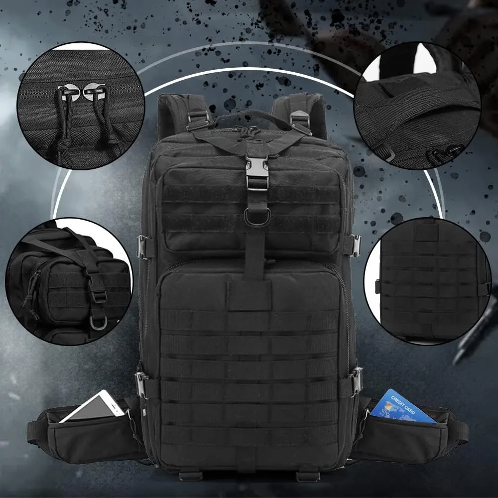 EMDMAK Military Tactical Backpack, 42L Large Military Pack Army 3 Day Assault Pack Molle Bag Rucksack