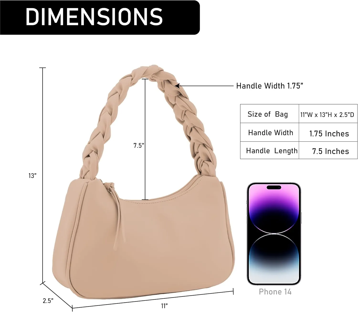 Emperia Braided Top Handle Shoulder Bag For Women, Trendy Designer Small Hobo Tote Handbag