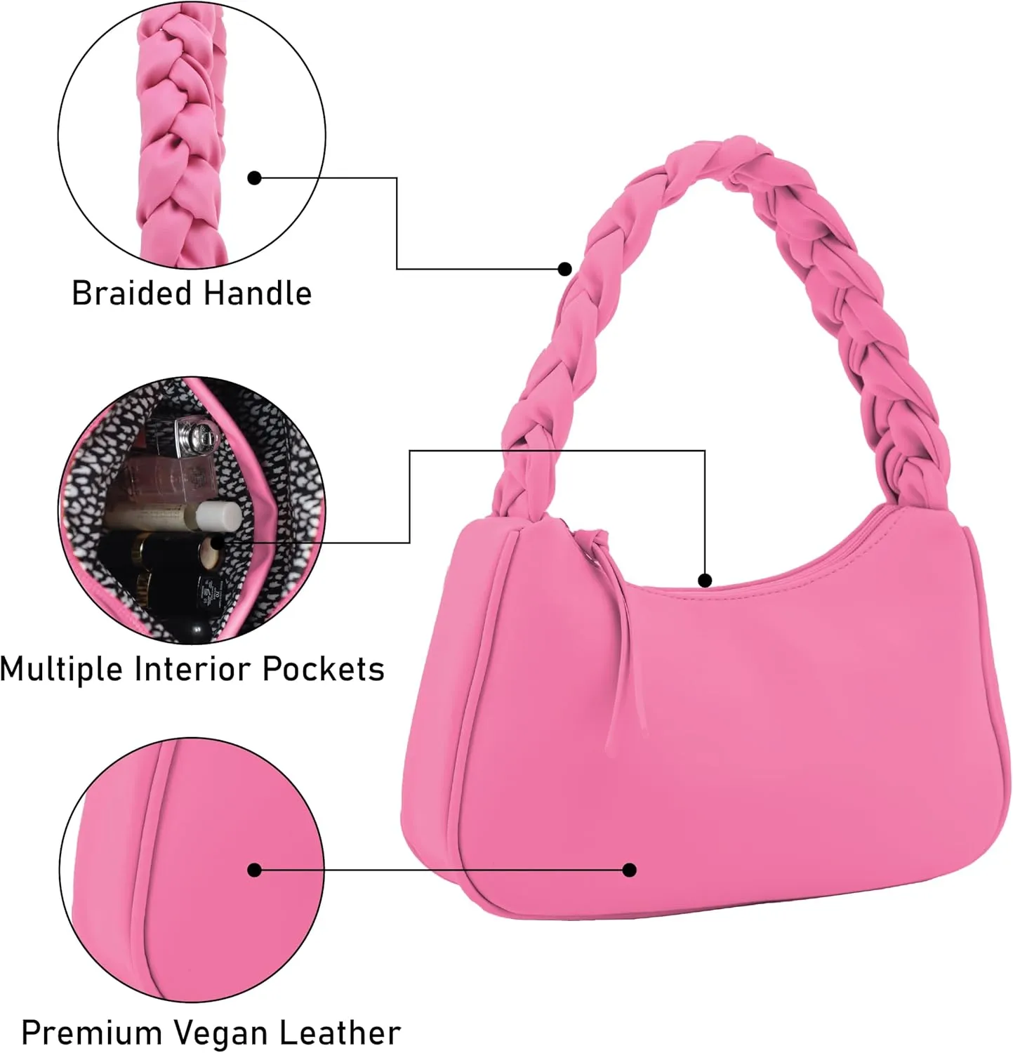 Emperia Braided Top Handle Shoulder Bag For Women, Trendy Designer Small Hobo Tote Handbag