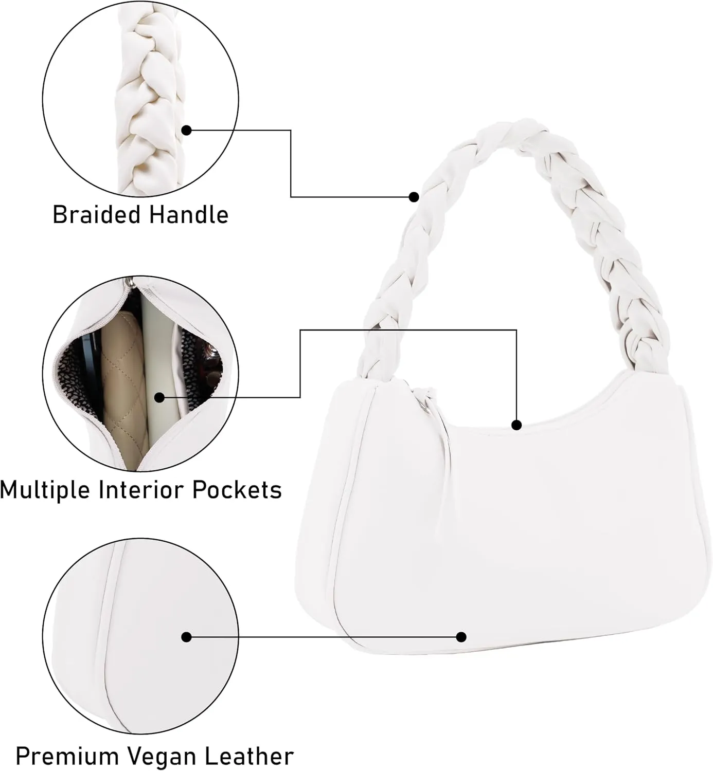 Emperia Braided Top Handle Shoulder Bag For Women, Trendy Designer Small Hobo Tote Handbag