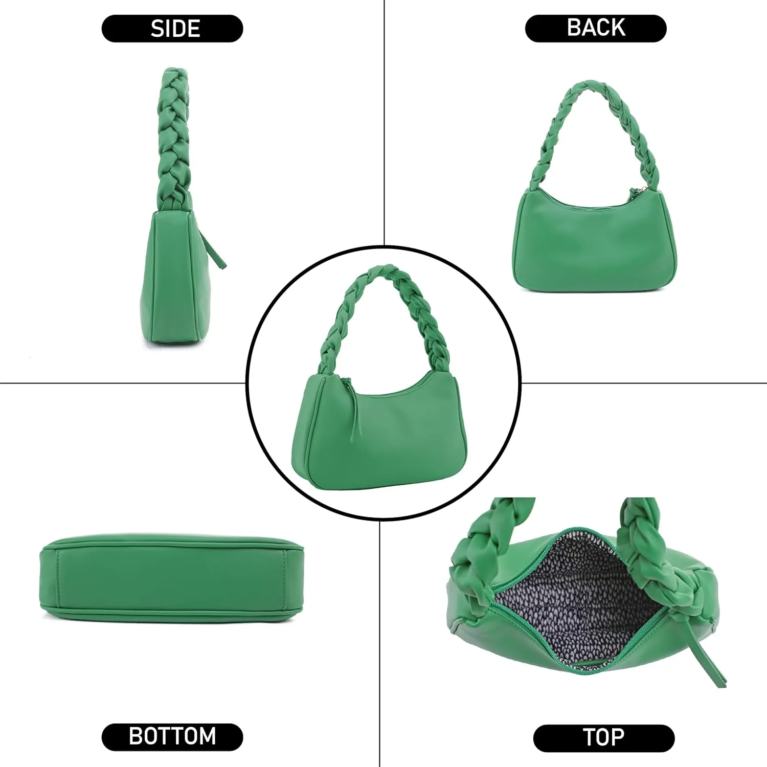 Emperia Braided Top Handle Shoulder Bag For Women, Trendy Designer Small Hobo Tote Handbag