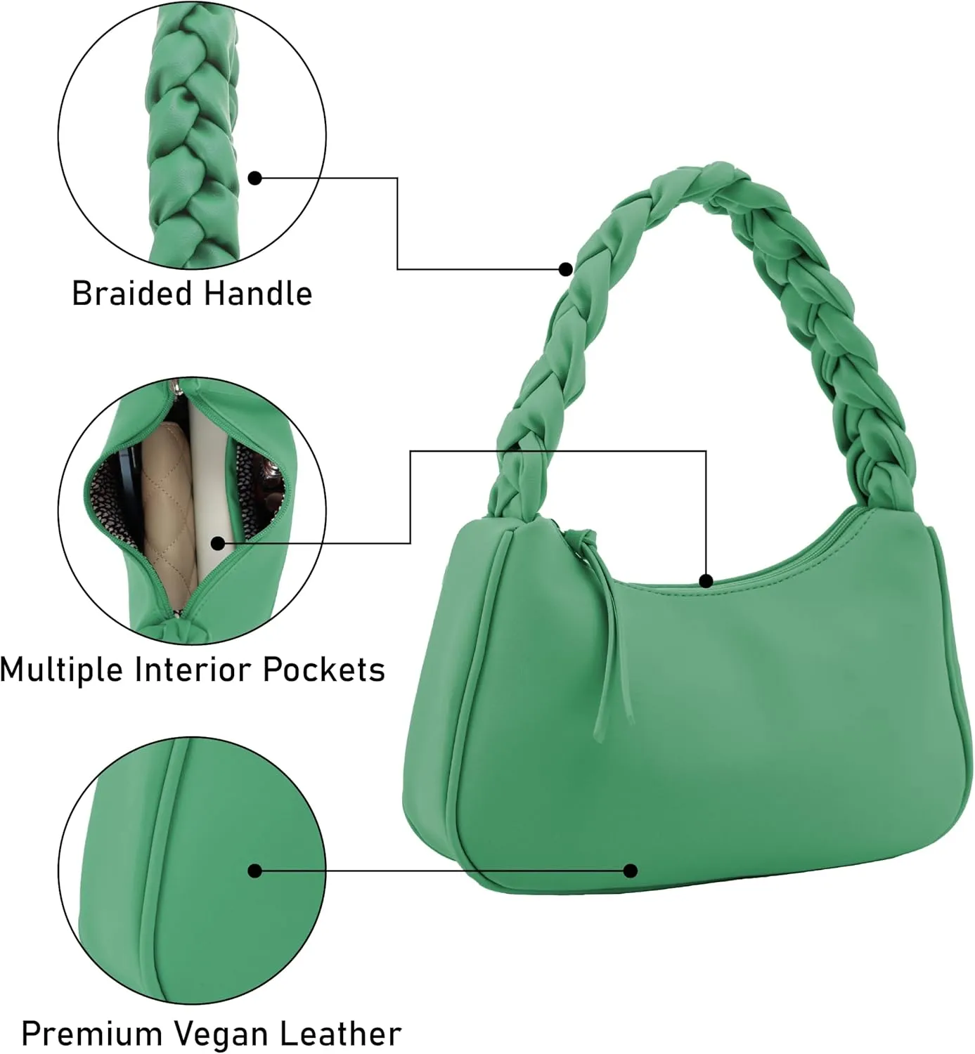 Emperia Braided Top Handle Shoulder Bag For Women, Trendy Designer Small Hobo Tote Handbag
