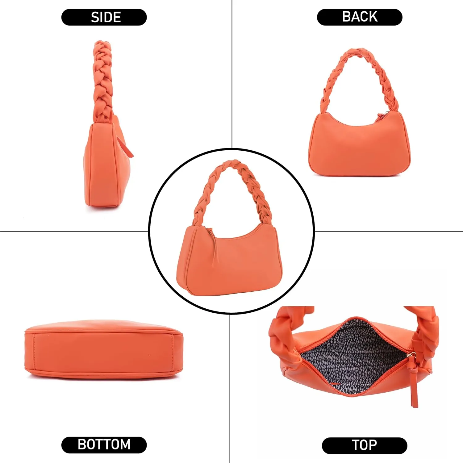 Emperia Braided Top Handle Shoulder Bag For Women, Trendy Designer Small Hobo Tote Handbag