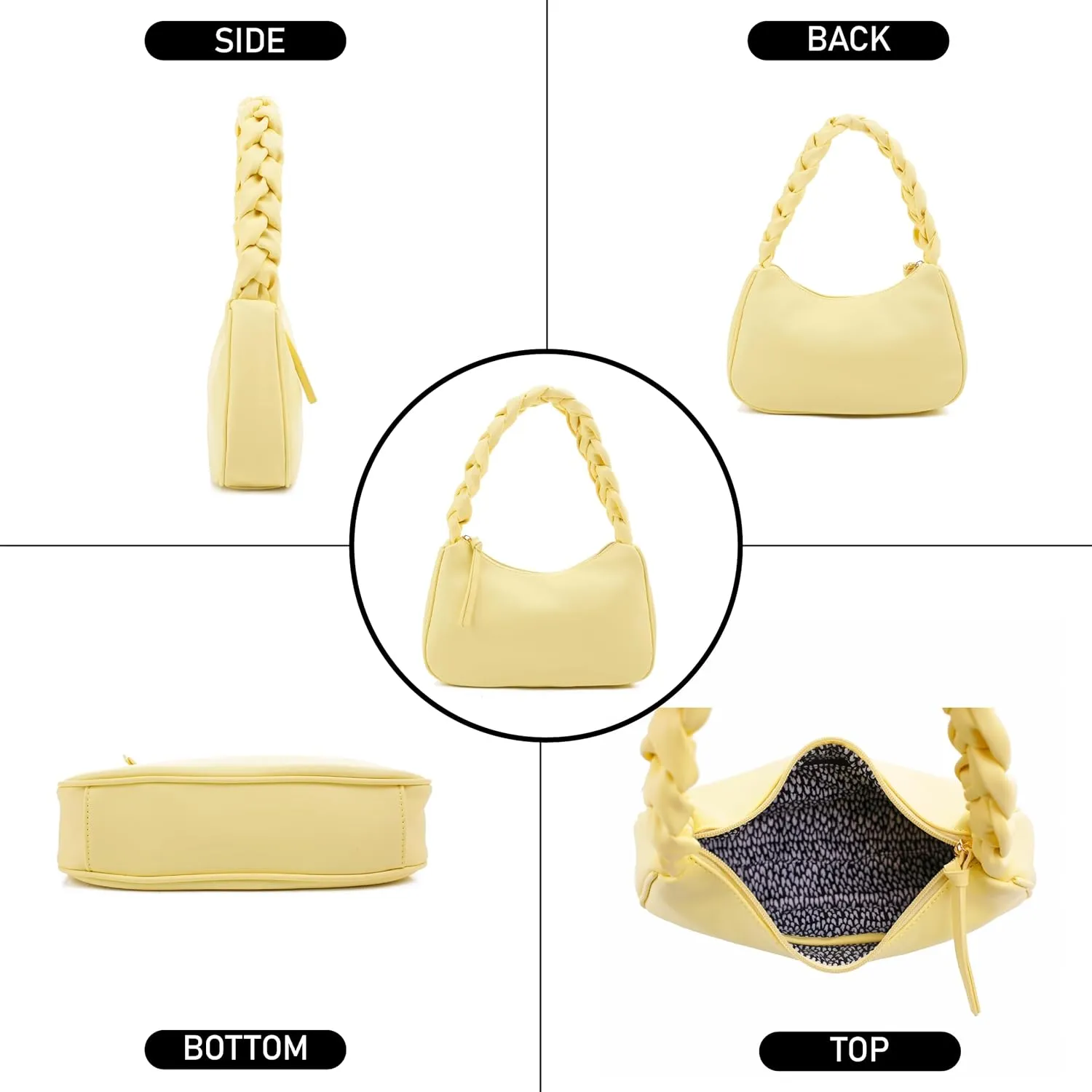 Emperia Braided Top Handle Shoulder Bag For Women, Trendy Designer Small Hobo Tote Handbag