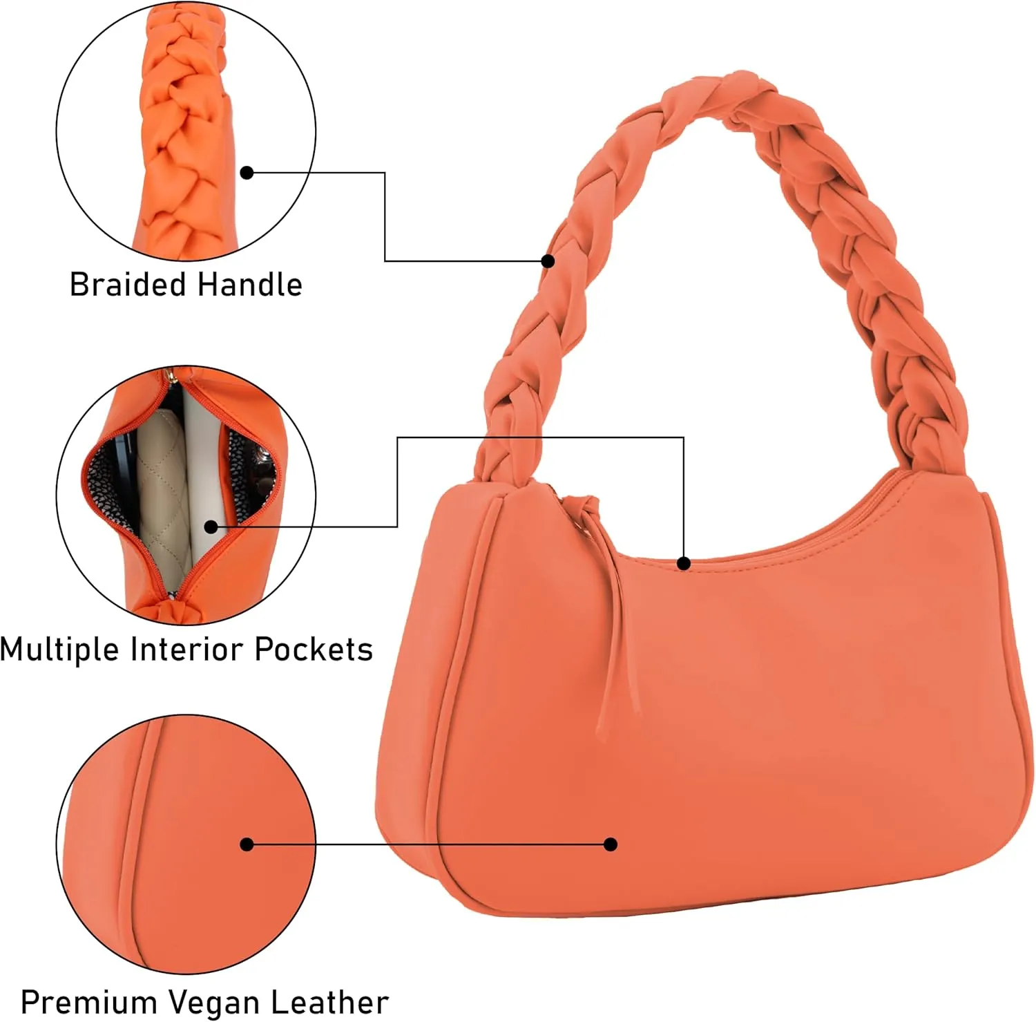 Emperia Braided Top Handle Shoulder Bag For Women, Trendy Designer Small Hobo Tote Handbag